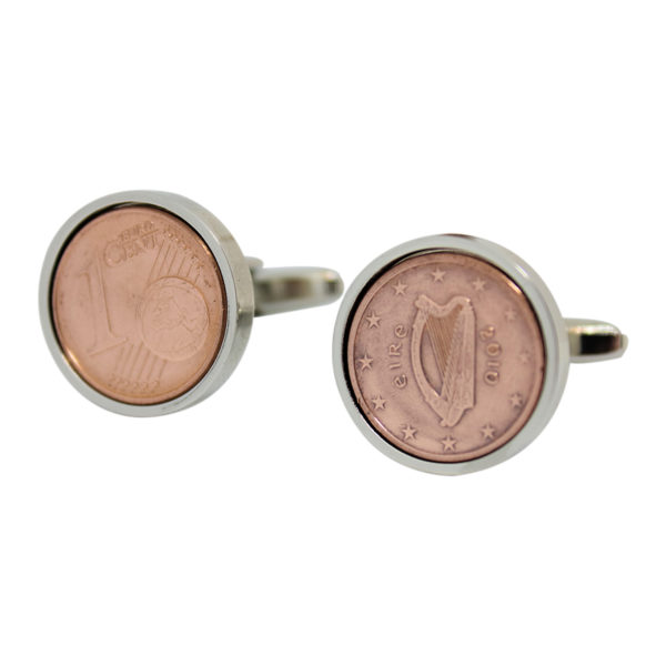 2010 Irish one cent coin cufflinks