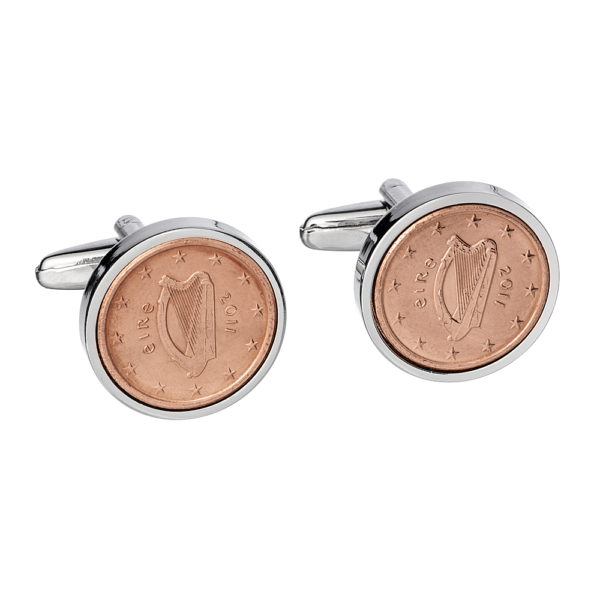 2011 Irish one cent coin cufflinks